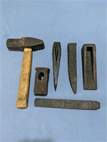 Antique Blacksmith Lot, Hammer, Cast Splitting
