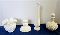 Hobnail Milk Glass Vase, decanter