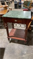 Marble top kitchen stand W/drawer, wine and towel