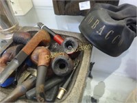 Estate Collection Of Pipes, Ash Tray & Leather Tob