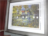 Framed & Glazed Lithograph Titled "Bridge & River"