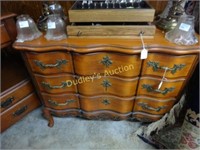 3 Drawer Serpentine Front Carved Skirted Chest In