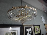 European Wired Crystal & Brass Ceiling Fixture