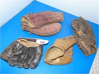 4 Vintage Ball Gloves
