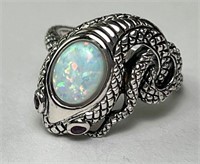 Solid Sterling "Opal" Frog Ring (Unique) 7 Gr Sz 8