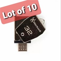 Lot of 10, Blackweb Dual USB2/mUSB 32GB per Drive,