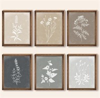 (New) (6 pack) (Size: 9 x 11 in) Framed Boho Wall