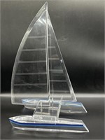 Acrylic Clear Lucite Catamaran Sculpture