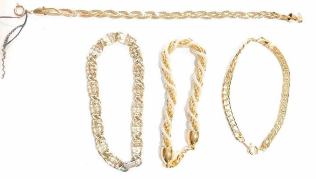 (4) BRACELETS GOLD TONED