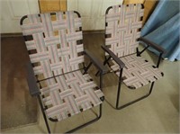 (2) Folding Metal Frame Lawn Chairs