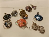 7 pendants one pair of earrings