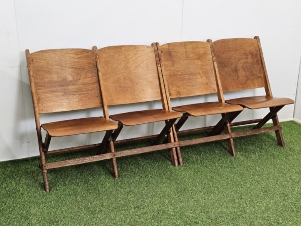 4 WOOD FOLDING SEATS BY GLOBE FURNITURE