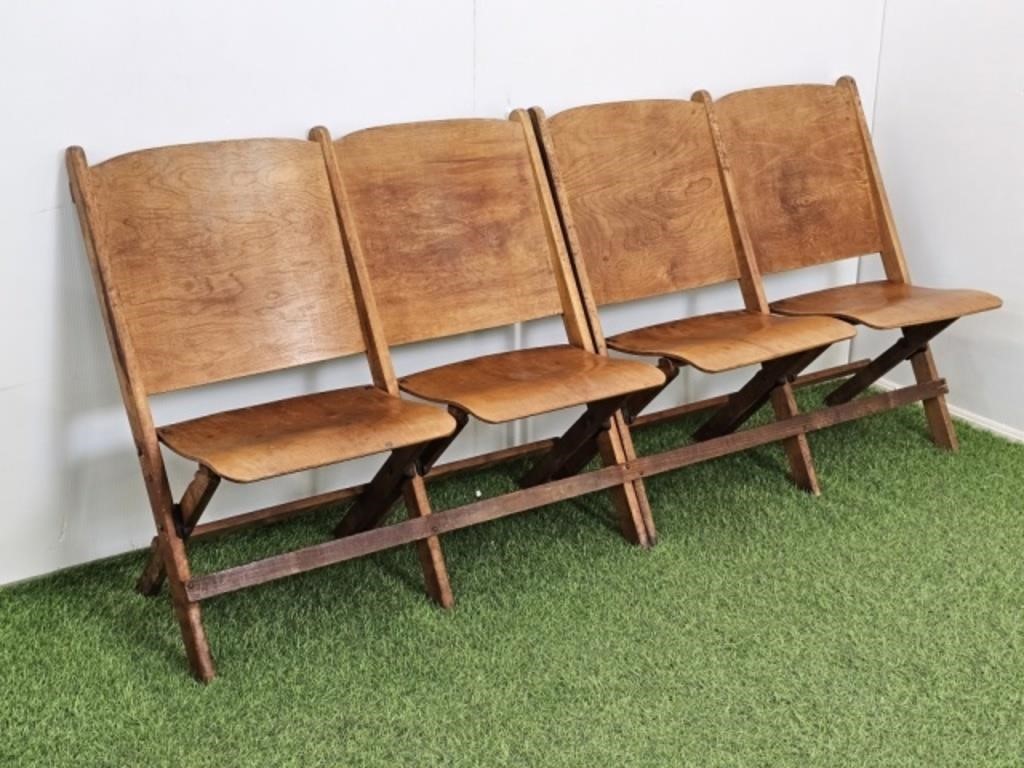 4 WOOD FOLDING SEATS BY GLOBE FURNITURE