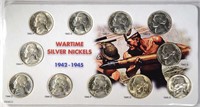 GEM BU JEFFERSON WAR NICKEL 11-COIN SET