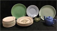 Vintage Kitchen Plates, Tea Pot and Chicken Dish