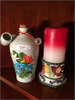 Ceramic Deutsche Jug and Ceramic Candle Holder
