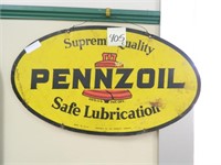 Metal Double-Sided Pennzoil Sign (31x18)
