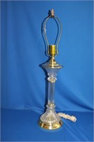 Table lamp, brass base, glass base, 25" to top