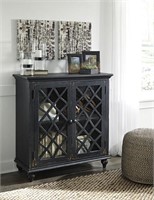 Ashley t505-842 Antique Black Glass Door Cabinet