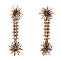 Starburst Fancy Link Dangle Earrings 14k Gold