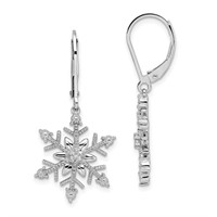 Sterling Silver Diamond Snowflake Earrings