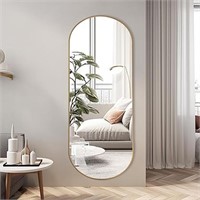 Arched Full Length Floor Mirror, 65"x 22" Oval