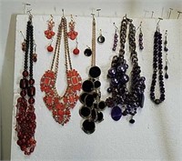 Group of necklaces with matching earrings