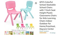 6PCS Colorful School Stackable School Chairs with