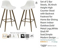 Set of 2 Bar Stools, 36.4inch Height High Counter
