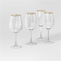 4pc Stemmed Wine Glass Set Gold - Threshold