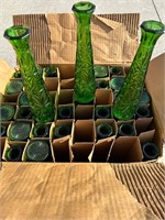 Over 30 emerald green bud vases
