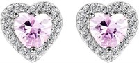 Gold-pl. Heart Cut 1.72ct Pink Topaz Earrings