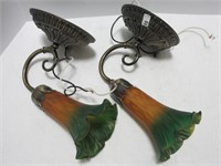 PAIR: 9" FLORAL WALL SCONCES