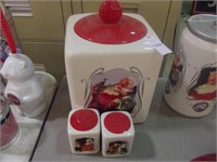 COKE COOKIE JAR AND SALE & PEPPER SHAKERS