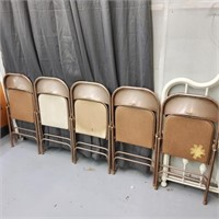 Five Folding Metal Chairs