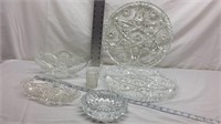 C2) PARTY TIME! TWO PRESSED GLASS SERVING PLATTERS