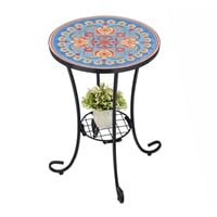 VCUTEKA Outdoor Side Table Mosaic Patio Table Acce