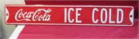 Coca-Cola Ice Cold Coke Metal Street Sign 6x36