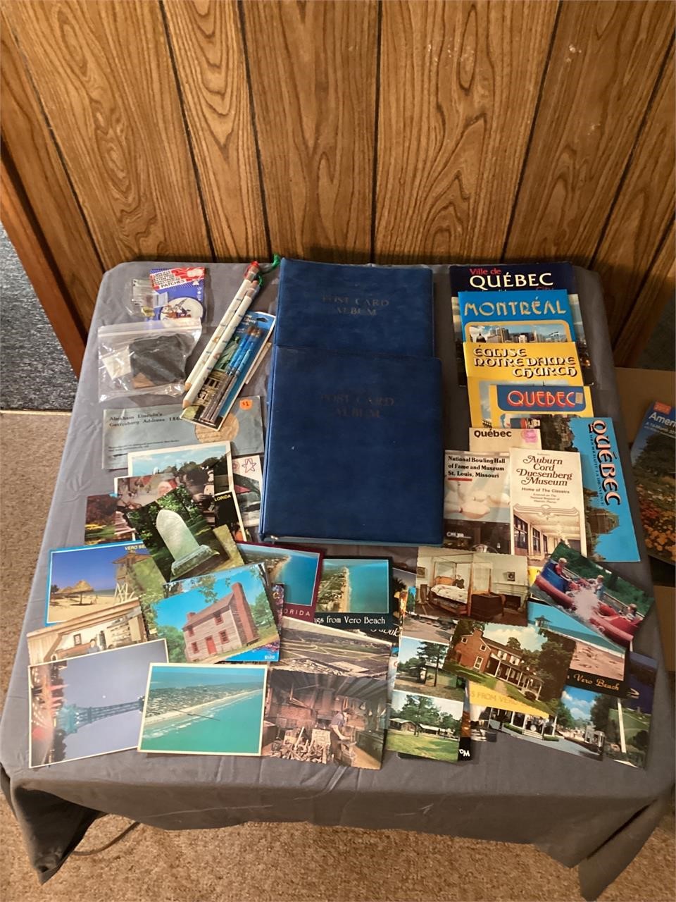 postcards and other travel memorabilia