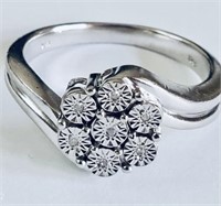 Silver 7 Diamonds Ring