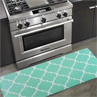 W1111 Kitchen Mat Moroccan Trellis Aqua, 18"x 47"