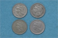 4 - 1868 Three Cent Nickels