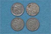 4 - 1867 Three Cent Nickels