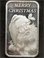 5 Troy Oz .999 Fine Silver Santa Merry Christmas