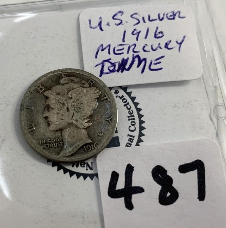 1916 U.S. Silver Mercury Dime Coin