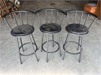 3 black swivel top bar stools