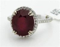 14kt Gold Oval 6.98 ct Ruby & Diamond Ring