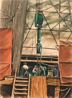 WPA-ERA OIL DRILLERS PAINTING BY GILPIN