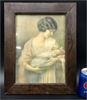 Vintage Mother & Baby Framed Art Print