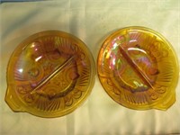 2pc Iridescent NMarigold Glass Divided Dish